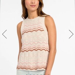 Splendid  Yuma Wave Stripe Cotton Linen Blend Sweater Tank Size Small